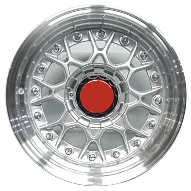 15 inch  ESA  - 4x100/114 - Silver Machine Lip Silver Rivets