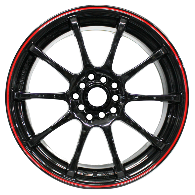 17 inch Advan RT - 5x100/114 - Black - Red Lip