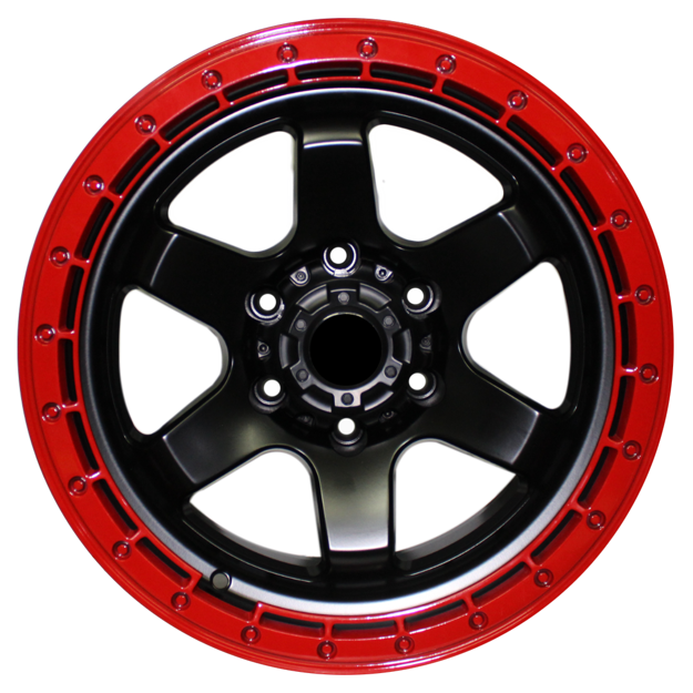 17 inch - Benefactor - 6x139 -Matt Black With Red Lip