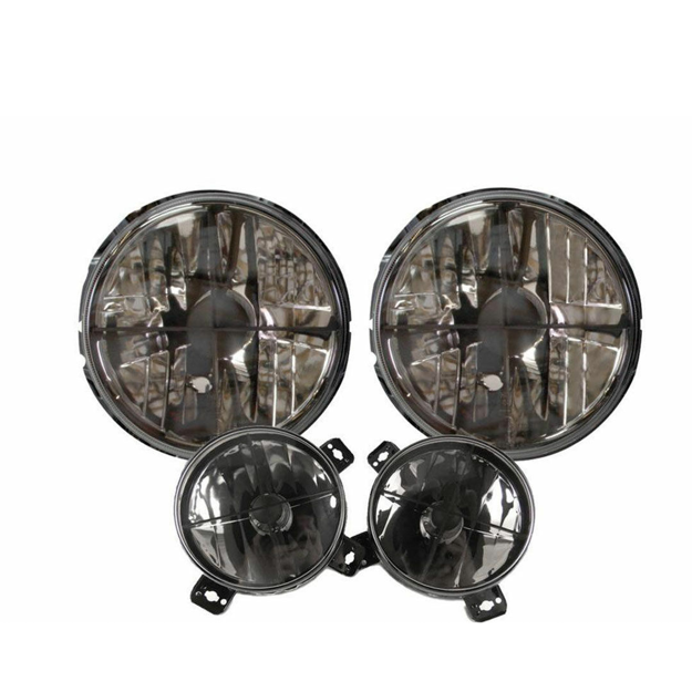 Golf 1 Crossed  Smoked Headlamps - Inner + Outter