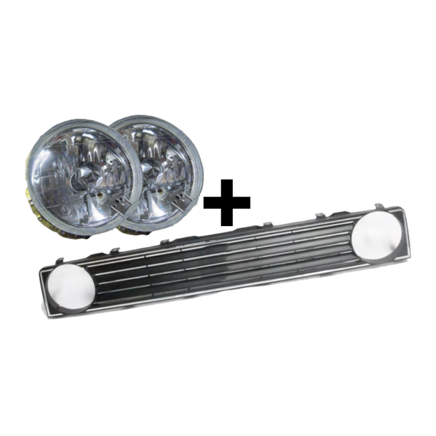 Golf 1  Grill (single) + Headlight Outers Diamond      Golf 1  Grill (single) +     Headlight Outers Diamond     Top Quality     Fit VW Golf 1 Models     Sold as a combo