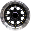 15 inch - ESA - 4X100/114 - Black Machine Lip Gold Rivets