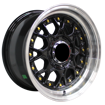 15 inch - ESA - 4X100/114 - Black Machine Lip Gold Rivets