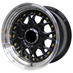 15 inch - ESA - 4X100/114 - Black Machine Lip Gold Rivets
