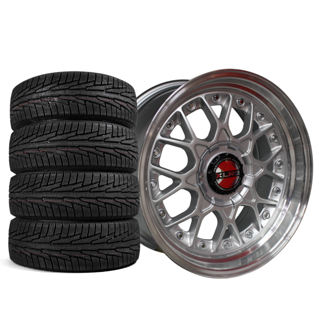  117 inch ESA - 4x100/114 - Silver Machine Lip Silver Rivets Combo Deal