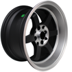 15 inch - Te37 - 4X100/114 - Matt Black Machine Lip Centre Polished 