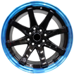 15 inch - GSHOCK - 4X100/114 - Black Machined Lip + Blue Coat