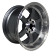 15 inch - Te37 - 4X100/114 - Grey Machine Lip Centre Polished