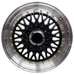 15 inch - BSS - 4X100/114 - Black Machine Lip-  Gold Rivets