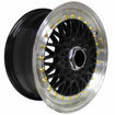 15 inch - BSS - 4X100/114 - Black Machine Lip-  Gold Rivets