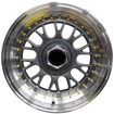 15 inch - BSS AV - 4X100/114 - Gunmetal Machine Lip-  Gold Rivets 