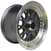 15 inch - BSS AV - 4X100/114 - Gunmetal Machine Lip-  Gold Rivets 