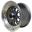 15 inch - BSS AV - 4X100/114 - Gunmetal Machine Lip-  Gold Rivets 