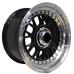 15 inch - BSS AV - 4X100/114 - Black Machine Lip-  Black Rivets