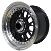 15 inch - BSS AV - 4X100/114 - Black Machine Lip-  Black Rivets