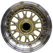 15 inch - BSS AV - 4X100/108 -  Gold Machine Lip - Gold Rivets 