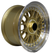 15 inch - BSS AV - 4X100/108 -  Gold Machine Lip - Gold Rivets 