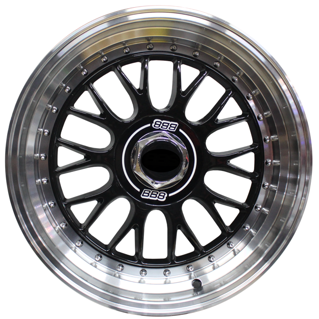 17 inch BSS AV - 4x100/108 - Black Machine Lip - Chrome Rivets