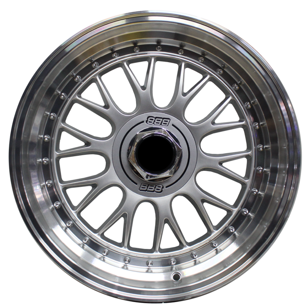 17 inch Porche BSS - 4x100/114 - Silver Machine Lip - Chrome Rivets