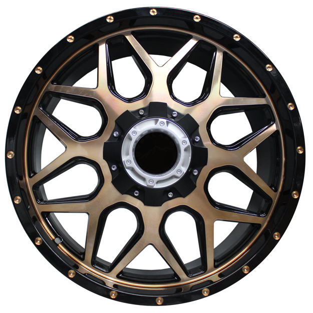 20 inch - Beast - 6x139 - Black + Rose Gold Face & Rivets 
