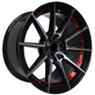 15 inch - Hector - 4X100/114 - Gloss Black Machined Red Undercoat 
