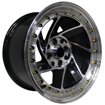 15 inch - Turbine - 4X100/114 - Black Machine Face - Gold Rivets