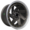15 inch - Turbine - 4X100/114 - Brown Machine Lip - Gold Rivets 