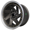 15 inch - Turbine - 4X100/114 - Brown Machine Lip - Gold Rivets 