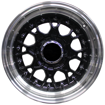 15 inch - ESA - 4X100/114 - Black Machine Lip Silver Spike Rivets 