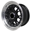 15 inch - ESA - 4X100/114 - Black Machine Lip Silver Spike Rivets 