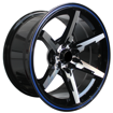 15 inch - Tirismo - 5x100/114 - Black Machined Face - Blue Lip