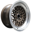 15 inch - Blitz - 4X100/114 - Matte Bronze Silver Lip + Silver Rivets 