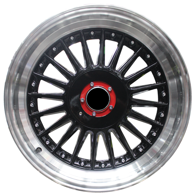 17 inch - Berlin Pro - 4X100/114 - Black Machined Lip Silver Rivets