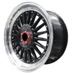 17 inch - Berlin Pro - 4X100/114 - Black Machined Lip Silver Rivets
