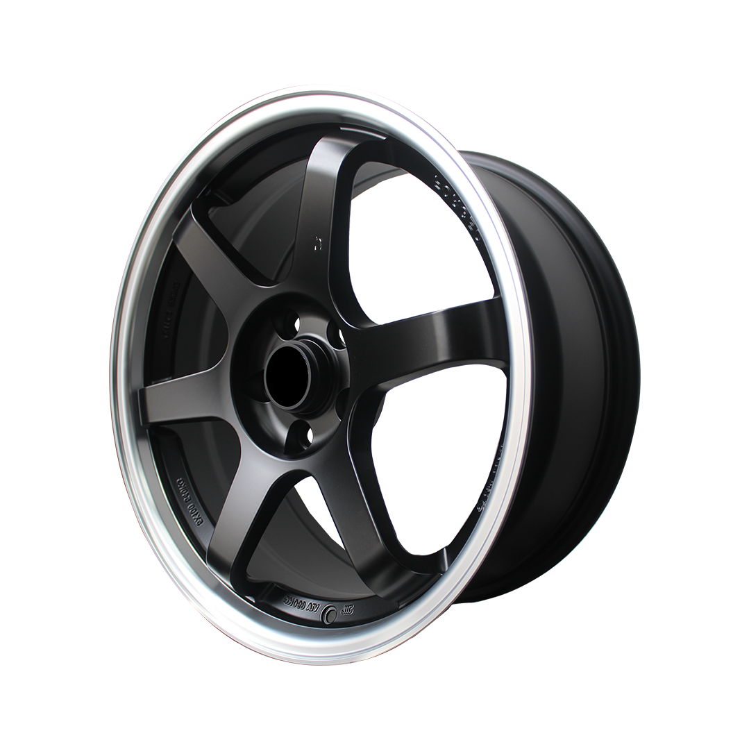 18 inch - TE37 - 5x112 - Matte Black w Machined Lip N/W Matte Black w ...