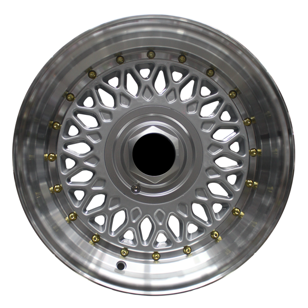 Picture of 15 Inch Santiago BSS - 8x100/114.3 - Silver Lip Gold Rivet