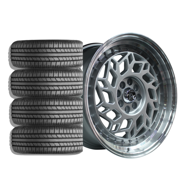  17 inch - Warrior - 4X100/108 Silver Machined Lip Combo Deal