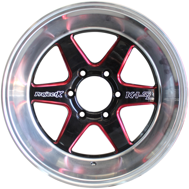 Picture of 18 Inch - Projekt - Gloss Black w Red Spoke Milling Machined Lip - 6x139