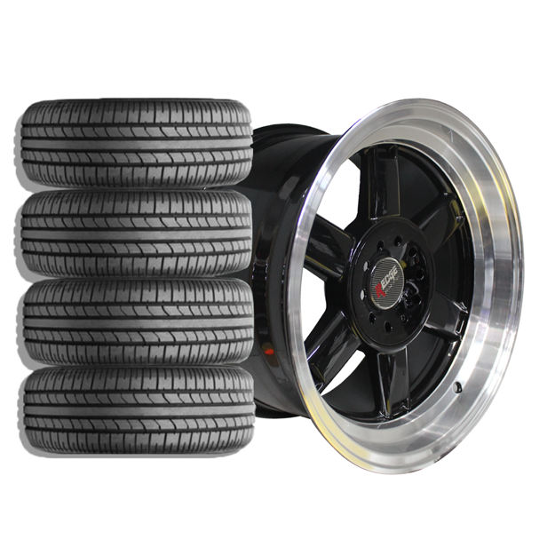 Picture of 15 inch - Velos- 4X100/108 - Black Machined Lip - COMBO DEAL