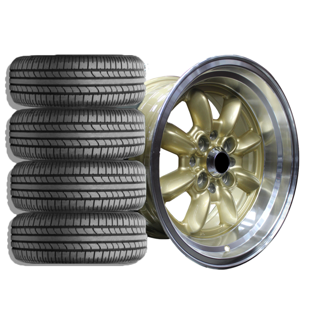 Picture of 15 inch - Mini Lite Reps - 4X100/114 - Gold Machined Lip - COMBO DEAL