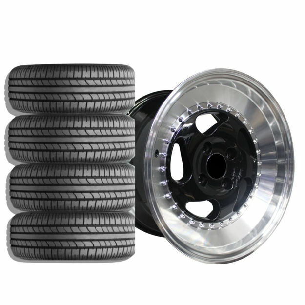 15 inch - Carera  - 4X100/114 - Black Machined Lip - COMBO DEAL