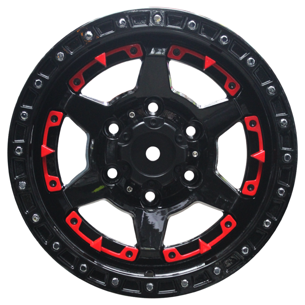 15 Inch - Lego - 6x139.7 - Gloss Black + Red Plastic Parts