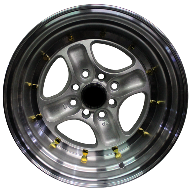 15 inch - Bling - 4x100/114 - Silver Machine Lip