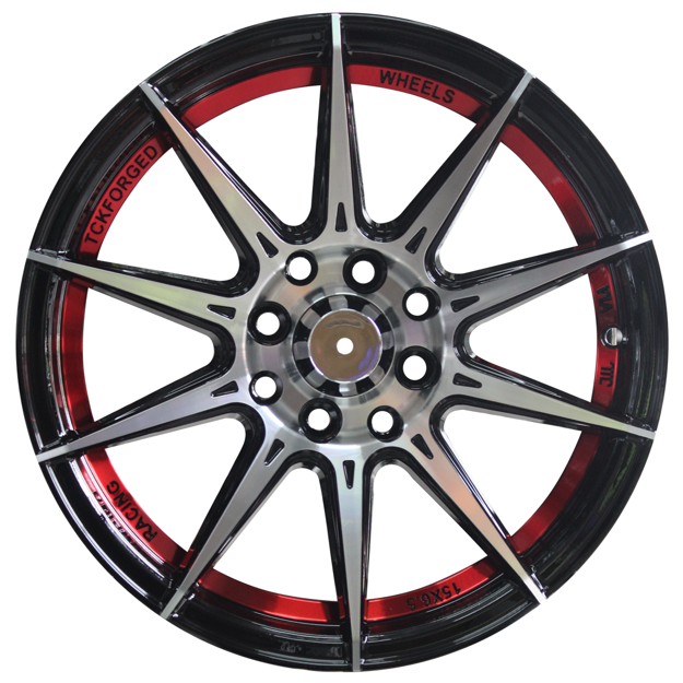 15 Inch - Cleveland - 4X100/114 - Machine Black + Red Undercut