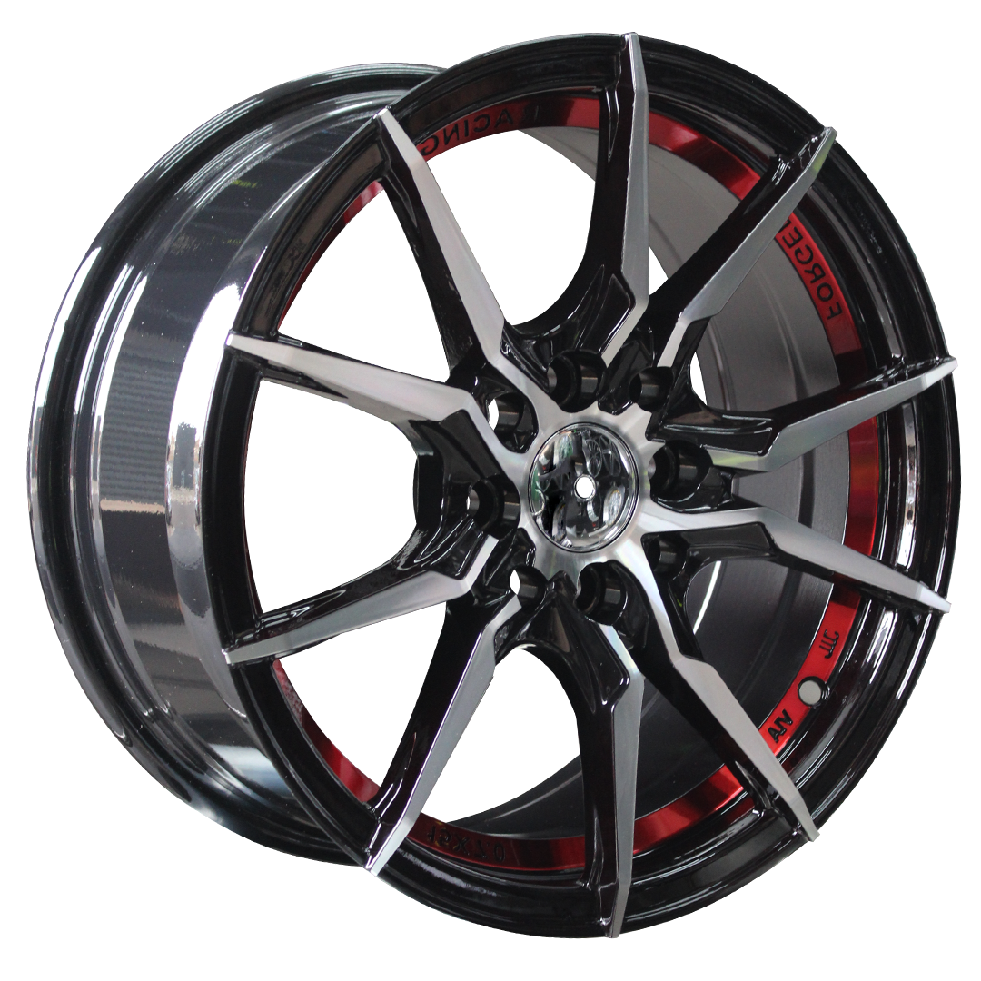 15 inch - Venture - 4X100/114 - Black Machined Face + Red Undercut ...