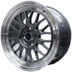 15 Inch - LM iLLUSION - 4x100 -  Gloss Grey Machined Lip