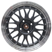 15 Inch - LM iLLUSION - 4x100 -  Grey + Silver Machined Lip + Silver Rivets