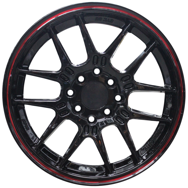 15 inch - Sierra - 4X100/114 - Black + Lip/Red