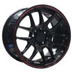 15 inch - Sierra - 4X100/114 - Black + Lip/Red