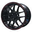 15 inch - Sierra - 4X100/114 - Black + Lip/Red